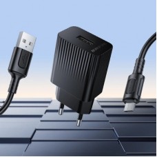 Зарядний пристрій BOROFONE BAS71A USB + cable USB to Micro 5P 2.1 A black (6941991122590) Зарядний пристрій BOROFONE BAS71A USB + cable USB to Micro 5P 2.1 A black (6941991122590) - Фото