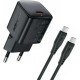 Зарядное устройство Acefast USB-C PD20W GaN + cable USB-C to USB-C black (6974316286509)