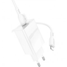 Зарядний пристрій BOROFONE USB-C PD20W + cable USB-C to Lightning white (6941991111419) - Фото