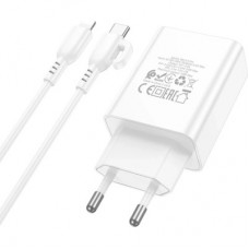 Зарядний пристрій BOROFONE USB-C PD20W + cable USB-C to Lightning white (6941991111419) - Фото
