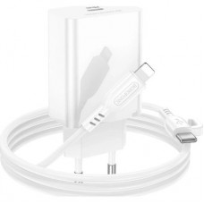 Зарядний пристрій BOROFONE USB-C PD20W + cable USB-C to Lightning white (6941991111419) - Фото