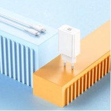 Зарядний пристрій BOROFONE USB-C PD20W + cable USB-C to Lightning white (6941991111419) - Фото