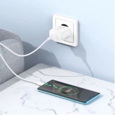 Зарядний пристрій BOROFONE USB QC3.0 + cable USB to USB-C 18 W white (6974443388596) - Фото