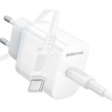 Зарядний пристрій BOROFONE USB-C PD20W + cable USB-C to USB-C white (6941991121371) - Фото