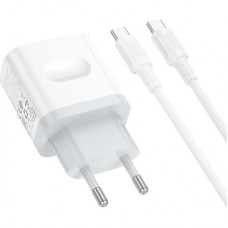 Зарядний пристрій BOROFONE USB-C PD20W + cable USB-C to USB-C white (6941991121371) - Фото