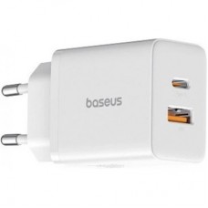 Зарядний пристрій Baseus 1xUSB-C PD30W + 1xUSB QC 3.0 white (P10111404213-00) - Фото
