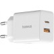 Зарядний пристрій Baseus 1xUSB-C PD30W + 1xUSB QC 3.0 white (P10111404213-00)