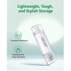 USB флеш накопитель Acer 64GB UT300 USB-A/Type-C 3.2 Silver (BL.9BWWA.589) - Фото
