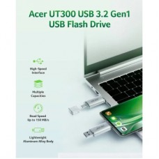 USB флеш накопитель Acer 64GB UT300 USB-A/Type-C 3.2 Silver (BL.9BWWA.589) - Фото
