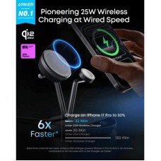 Зарядний пристрій Anker Wireless 3-in-1 MagGo 25 W AirCool Dock Stand black (B25X7G11) - Фото