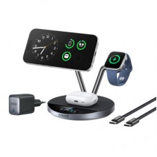 Зарядний пристрій Anker Wireless 3-in-1 MagGo 25 W AirCool Dock Stand black (B25X7G11) - Фото