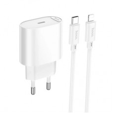 Зарядний пристрій HOCO C109A USB-C PD20W + cable USB-C to Lightning white (6942007656665) - Фото