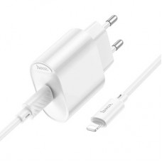 Зарядний пристрій HOCO C109A USB-C PD20W + cable USB-C to Lightning white (6942007656665) - Фото