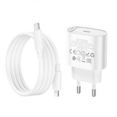 Зарядний пристрій HOCO C109A USB-C PD20W + cable USB-C to Lightning white (6942007656665) - Фото