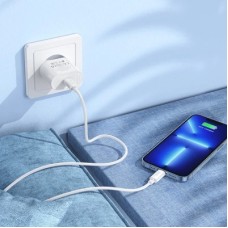 Зарядний пристрій HOCO C109A USB-C PD20W + cable USB-C to Lightning white (6942007656665) - Фото