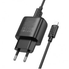 Зарядний пристрій HOCO C141A 2xUSB + cable USB to Lightning black (6942007627863) - Фото