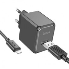 Зарядний пристрій HOCO CS11A USB + cable USB to Lightning black (6942007603560) - Фото