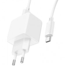 Зарядний пристрій HOCO CS11A USB + cable USB to USB-C white (6942007603614) - Фото