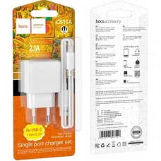 Зарядний пристрій HOCO CS11A USB + cable USB to USB-C white (6942007603614) - Фото