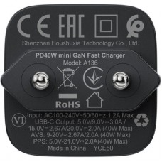 Зарядний пристрій Acefast A136 USB-C PD40W GaN black (6974316286233) Зарядний пристрій Acefast A136 USB-C PD40W GaN black (6974316286233) - Фото