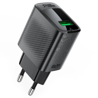 Зарядний пристрій Acefast A90 USB QC3.0 18 W GaN black (6974316283249)