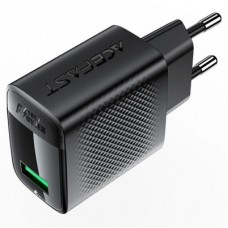 Зарядний пристрій Acefast A90 USB QC3.0 18 W GaN black (6974316283249) Зарядний пристрій Acefast A90 USB QC3.0 18 W GaN black (6974316283249) - Фото