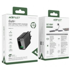 Зарядний пристрій Acefast A90 USB QC3.0 18 W GaN black (6974316283249) Зарядний пристрій Acefast A90 USB QC3.0 18 W GaN black (6974316283249) - Фото