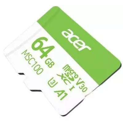 Картка пам'яті Acer 64 GB microSD MSC100 /U3/V30/A1/C10 R 100MB/s / Write 30MB/s (BL.9BWWA.336)