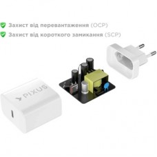 Зарядний пристрій Pixus 1xUSB-C PD20W GaN (4897058532555) - Фото