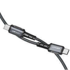 Дата кабель USB-C to USB-C 1.2m 3A nylon black Acefast (6974316280521) Дата кабель USB-C to USB-C 1.2m 3A nylon black Acefast (6974316280521) - Фото