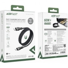Дата кабель USB-C to USB-C 1.2m 60W 3A nylon black Acefast (6974316280217) - Фото