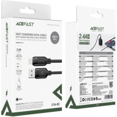 Дата кабель USB 2.0 AM to Lightning 1.2m 2.4A TPE black Acefast (6974316286202) - Фото