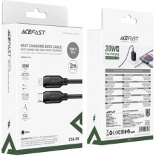 Дата кабель USB 2.0 AM to Lightning 2.0m 30 W TPU black Acefast (6974316286288) - Фото