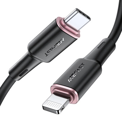 Дата кабель USB-C to Lightning 1.2m 3A 20W silicon black Acefast (6974316280644)