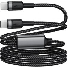Дата кабель USB-C to 2xUSB-C 1.2m 100 W nylon black Acefast (6974316285120) - Фото