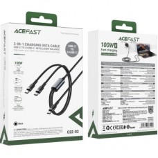 Дата кабель USB-C to 2xUSB-C 1.2m 100 W nylon black Acefast (6974316285120) - Фото