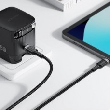 Дата кабель USB-C to 2xUSB-C 1.2m 100 W nylon black Acefast (6974316285120) - Фото