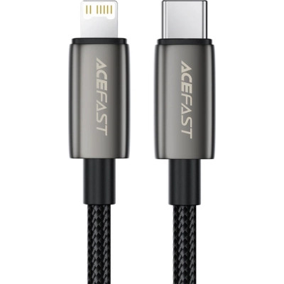 Дата кабель USB 2.0 AM to Lightning 1.2m 30 W nylon black Acefast (6974316285410)