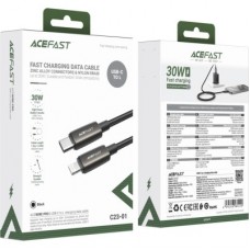 Дата кабель USB 2.0 AM to Lightning 1.2m 30 W nylon black Acefast (6974316285410) - Фото