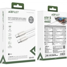 Дата кабель USB-C to USB-C 1.2m 60W 3A nylon white Acefast (6974316286257) - Фото