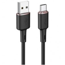 Дата кабель USB 2.0 AM to USB-C 1.2m 3A silicon black Acefast (6974316280767) - Фото
