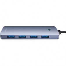 Концентратор Baseus USB 3.0 to 4xUSB 3.0 + USB-C gray (B0005280B811-01) - Фото