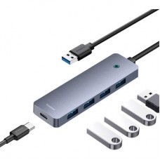 Концентратор Baseus USB 3.0 to 4xUSB 3.0 + USB-C gray (B0005280B811-01) - Фото