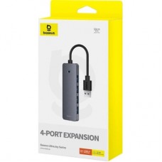 Концентратор Baseus USB 3.0 to 4xUSB 3.0 + USB-C gray (B0005280B811-01) - Фото