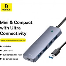 Концентратор Baseus USB 3.0 to 4xUSB 3.0 + USB-C gray (B0005280B811-01) - Фото