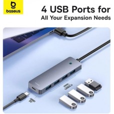 Концентратор Baseus USB 3.0 to 4xUSB 3.0 + USB-C gray (B0005280B811-01) - Фото