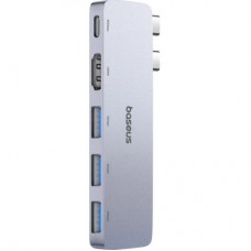 Концентратор Baseus USB-C 5-in-1 3xUSB 3.0 + 1xUSB-C 40Gbps + 1xHDMI 4K30Hz gray (B00052801811-04) - Фото