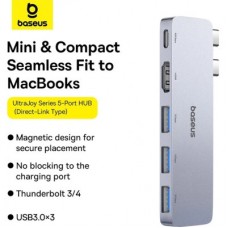 Концентратор Baseus USB-C 5-in-1 3xUSB 3.0 + 1xUSB-C 40Gbps + 1xHDMI 4K30Hz gray (B00052801811-04) - Фото
