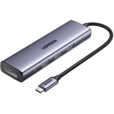 Концентратор Ugreen USB-C 5-in-1 3xUSB-A + 1xUSB-C PD100W + DisplayPort 4K60Hz black (75642) - Фото