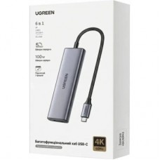 Концентратор Ugreen USB-C 5-in-1 3xUSB-A + 1xUSB-C PD100W + DisplayPort 4K60Hz black (75642) - Фото